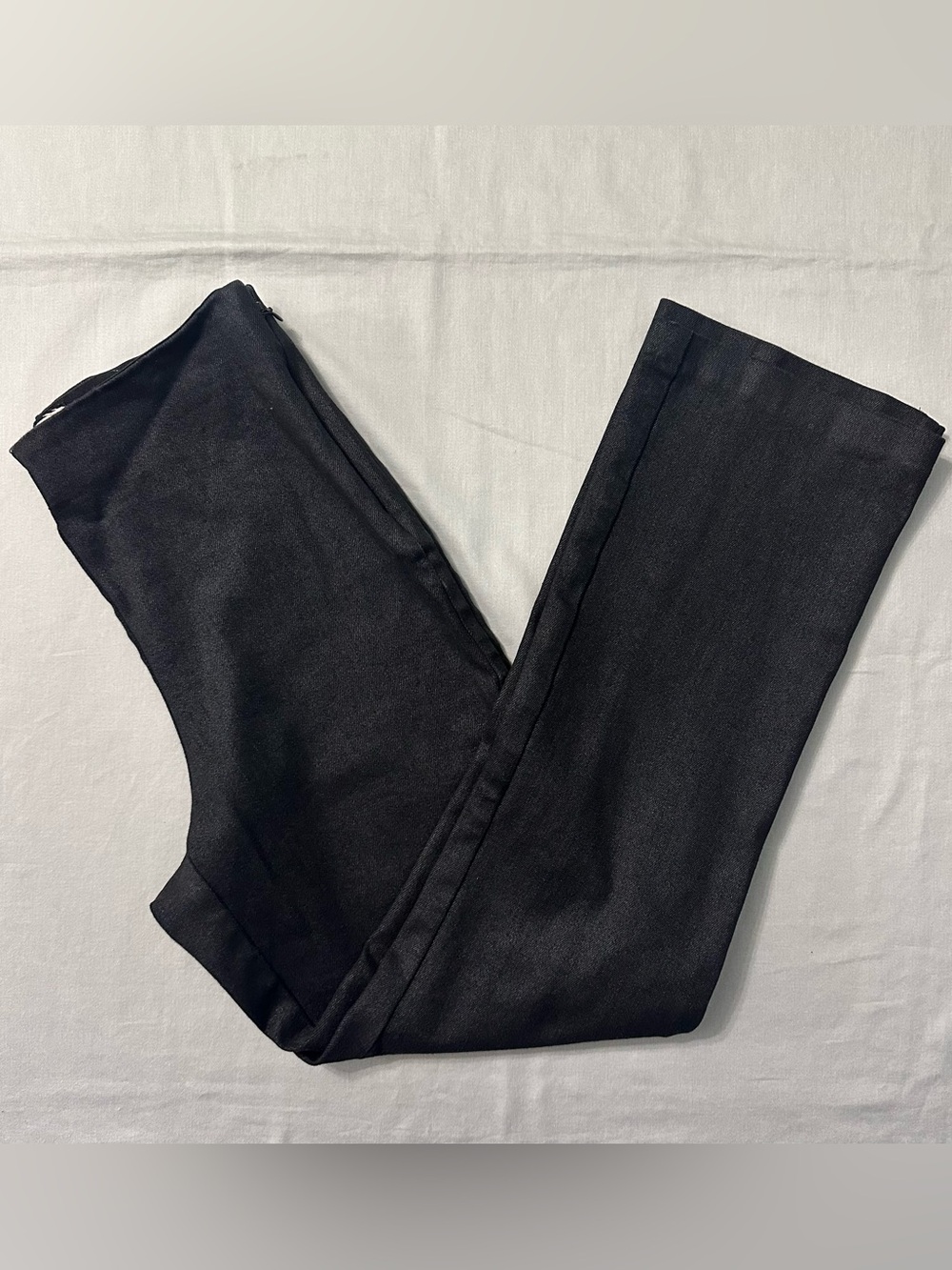 Tuckernuck Faux Leather Pants S Black Coated Side Zip Cropped Flare Stretch